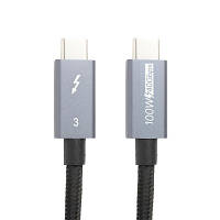 Дата кабель USB-C to USB-C 1.0m Thunderbolt 3 40Gbps, 100W, 20V/ 5A, 4K/ PowerPlant CA913336 n