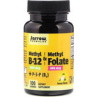 Метилкобаламин Jarrow Formulas Methyl B-12 Methyl Folate 1000 mcg 400 mcg 100 Lozenges Lemon NB, код: 7809506