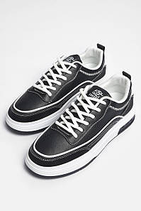 Кросівки чоловічі чорно-білого кольору на шнурівці 177214P