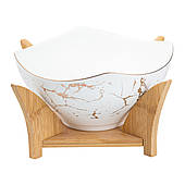 Салатниця з підставкою велика миска 23 х 13.5 см керамічна тарілка Біла