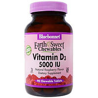 Витамин D Bluebonnet Nutrition Vitamin D3 5000 IU 90 Chewable Tabs Natural Raspberry Flavor B KC, код: 7517552