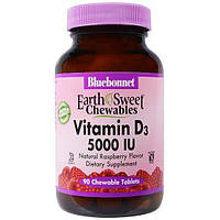 Витамин D Bluebonnet Nutrition Vitamin D3 5000 IU 90 Chewable Tabs Natural Raspberry Flavor B QT, код: 7517552