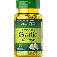 Чеснок Puritan's Pride Odorless Garlic 1000 mg 100 Softgels QT, код: 7518885