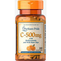 Витамин C Puritan's Pride Vitamin C-500 mg with Bioflavonoids Rose Hips 100 Caplets QT, код: 7518959