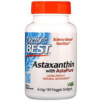 Астаксантин Doctor's Best Astaxanthin with AstaPure 6 mg 90 Veg Softgels DRB-00367 UL, код: 7517638