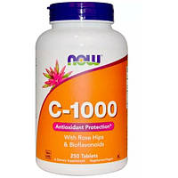 Витамин C NOW Foods Vitamin C-1000 Rose Hips And Bioflavonoids 250 Tabs NF0687 UL, код: 7518632