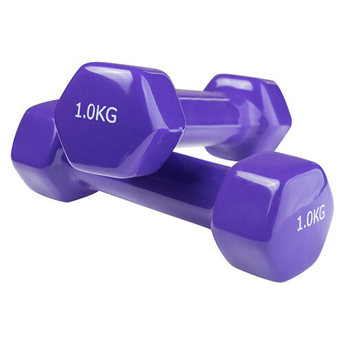 Гантелі для фітнесу вініл фіолетові, 1 кг х 2 шт World Sport