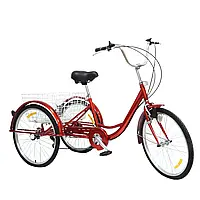 24 дюймовый трехколесный велосипед 3 колеса Велосипед для взрослых трехколесный с корзиной и светом