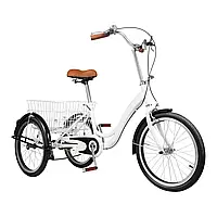 20-дюймовый трехколесный односкоростной трехколесный велосипед с корзиной для покупок для взрослых и пожилых
