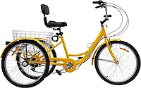 24-дюймовий триколісний велосипед для дорослих, складний 3-колісний велосипед 7-швидкісний триколісний круїзний велосипед зі