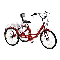 Трехколесный велосипед 24 дюйма для взрослых с корзиной