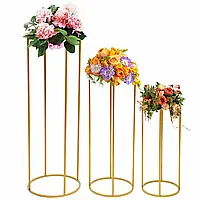 3Pcs золотые вазы для свадебных столов, металлическая ваза для цветов 59/79/100cm цветочная подставка