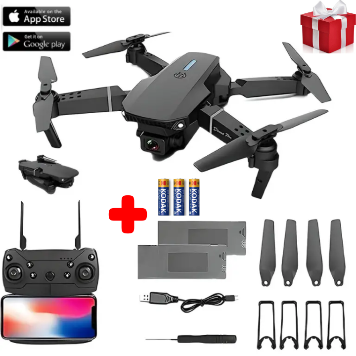 Коптер E88 PRO Black, FPVдрон - квадрокоптер с камерой HD, до 15+15 мин ...