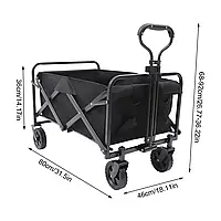 Складная пляжная тележка Складная транспортная тележка с 5-дюймовыми колесами до 80 кг для сада черная
