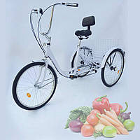 24" 6 скоростной взрослый трехколесный велосипед с корзиной для пожилых женщин