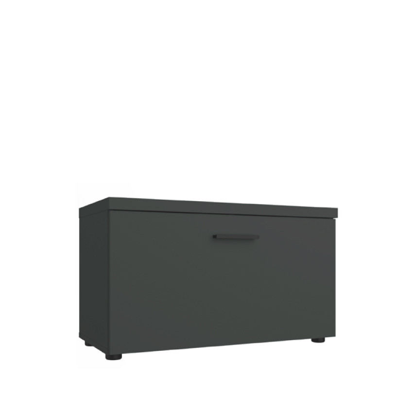 Низька закрита вузька сіра тумба для взуття в передпокій коридор у сучасному стилі Модена Сокме 75 см, фото 1