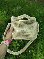 Женская сумка тоут, сумочка на плечо с широким ремешком из полиэфирного шнура, плетеная ручная работа Отличное