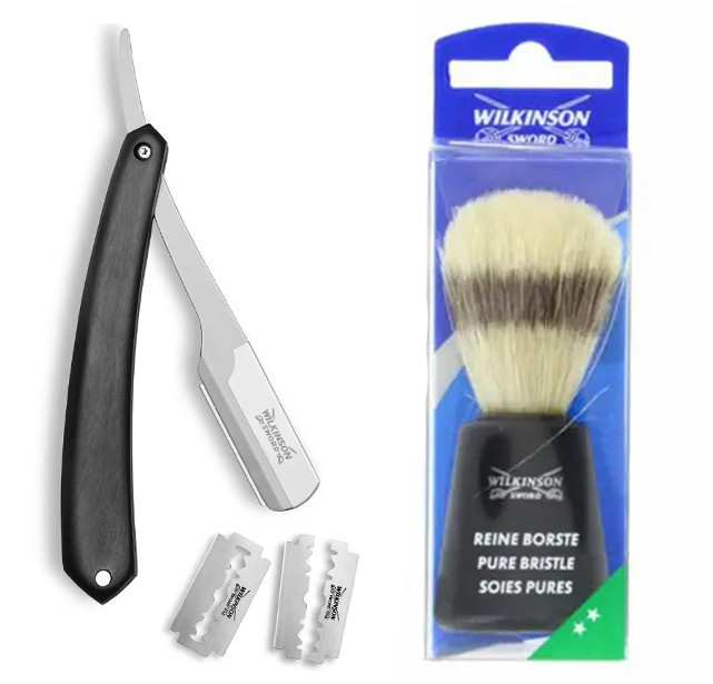 Небезпечна бритва Wilkinson Sword Barber's Style The Pioneer + Помазок для гоління Wilkinson Sword