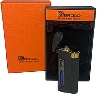 Газовая ветрозащитная зажигалка в подарочной коробке (Турбо пламя ) BROAD HL-537-Black matte