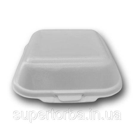 Ланч-бокс односекційний із ВВС з кришкою розмір 150х152х60 білий HP-6 250 шт/уп., фото 1