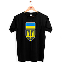 Футболка черная с патриотическим принтом "Флаг Украины. Щит Тризуб. ЗСУ" Push IT Патриотическая футбола