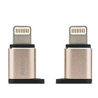 Переходник Remax RA-USB2 Gold MicroUSB на Lightning для iPod iPhone 2c iPad