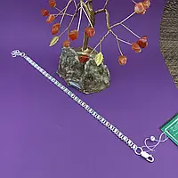 Серебряный женский браслет с камнями цирконий плетение арабский Бисмарк серебро 925 пробы. Размер 17-19 см