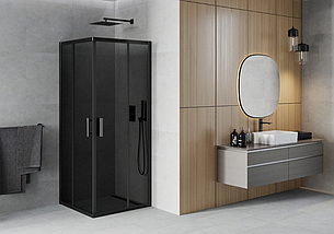 Душова кабіна MEXEN RIO GRAFIT BLACK 90х90х190 см квадратна скло тоноване розсувні двері, фото 3