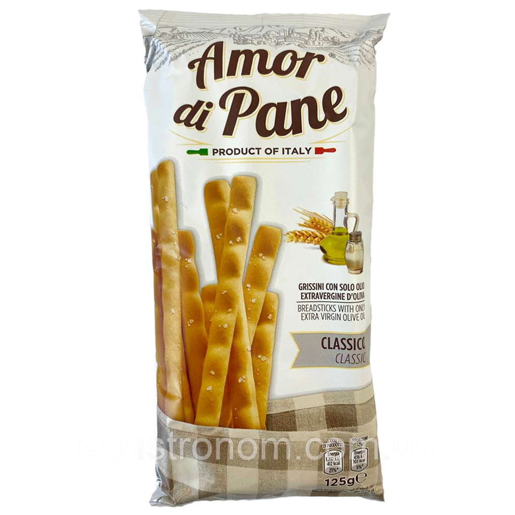 Грісіні класичні Амор ді Пане Amor di Pane classic 125g 18ш/ящ (Код: 00-00014239)