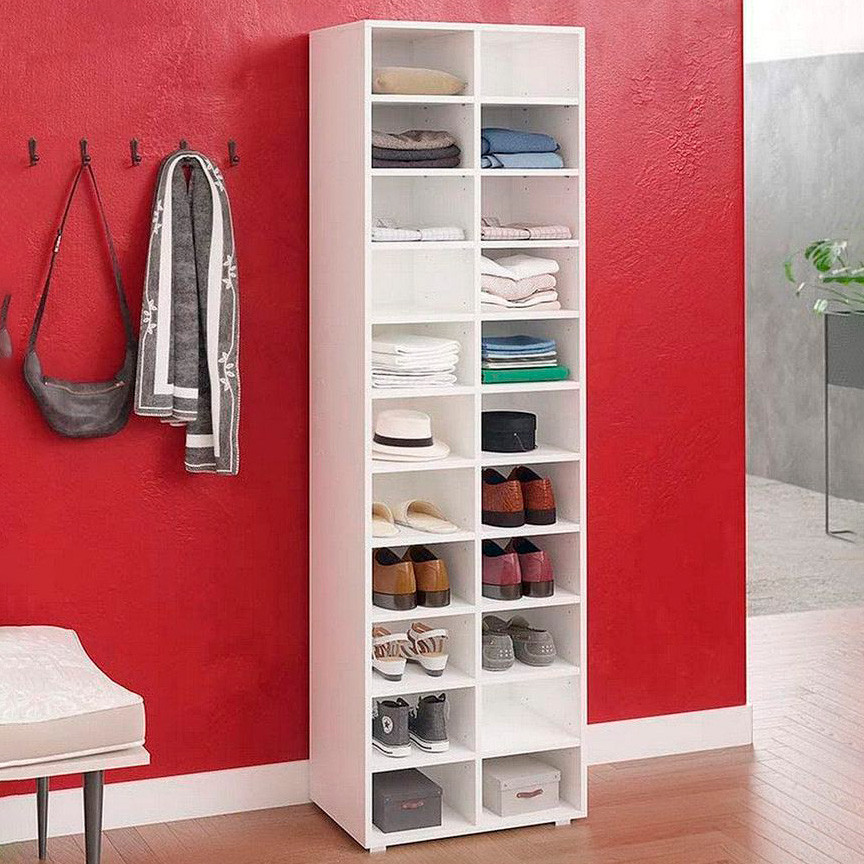 Велика відкрита полиця пенал для взуття на 22 комірки в коридор, практичний багатошаровий стелаж для взуття, фото 1