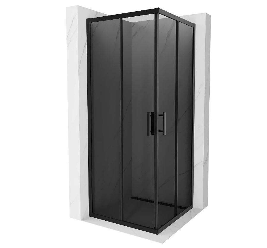 Душова кабіна MEXEN RIO GRAFIT BLACK 80х80х190 см квадратна скло тоноване розсувні двері
