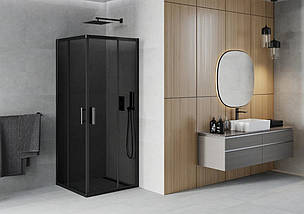 Душова кабіна MEXEN RIO GRAFIT BLACK 80х80х190 см квадратна скло тоноване розсувні двері, фото 3