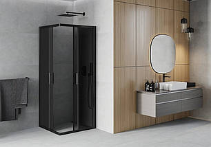 Душова кабіна MEXEN RIO GRAFIT BLACK 80х80х190 см квадратна скло тоноване розсувні двері, фото 4