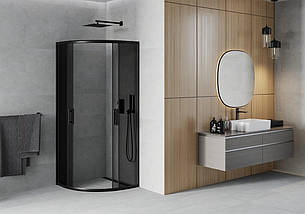 Душова кабіна MEXEN RIO GRAFIT BLACK 70х70х190 см напівкругла скло тоноване розсувні двері, фото 4