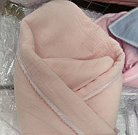 Детское одеяло, плед - конверт на выписку и в коляску для новорожденного ребёнка Персиковый