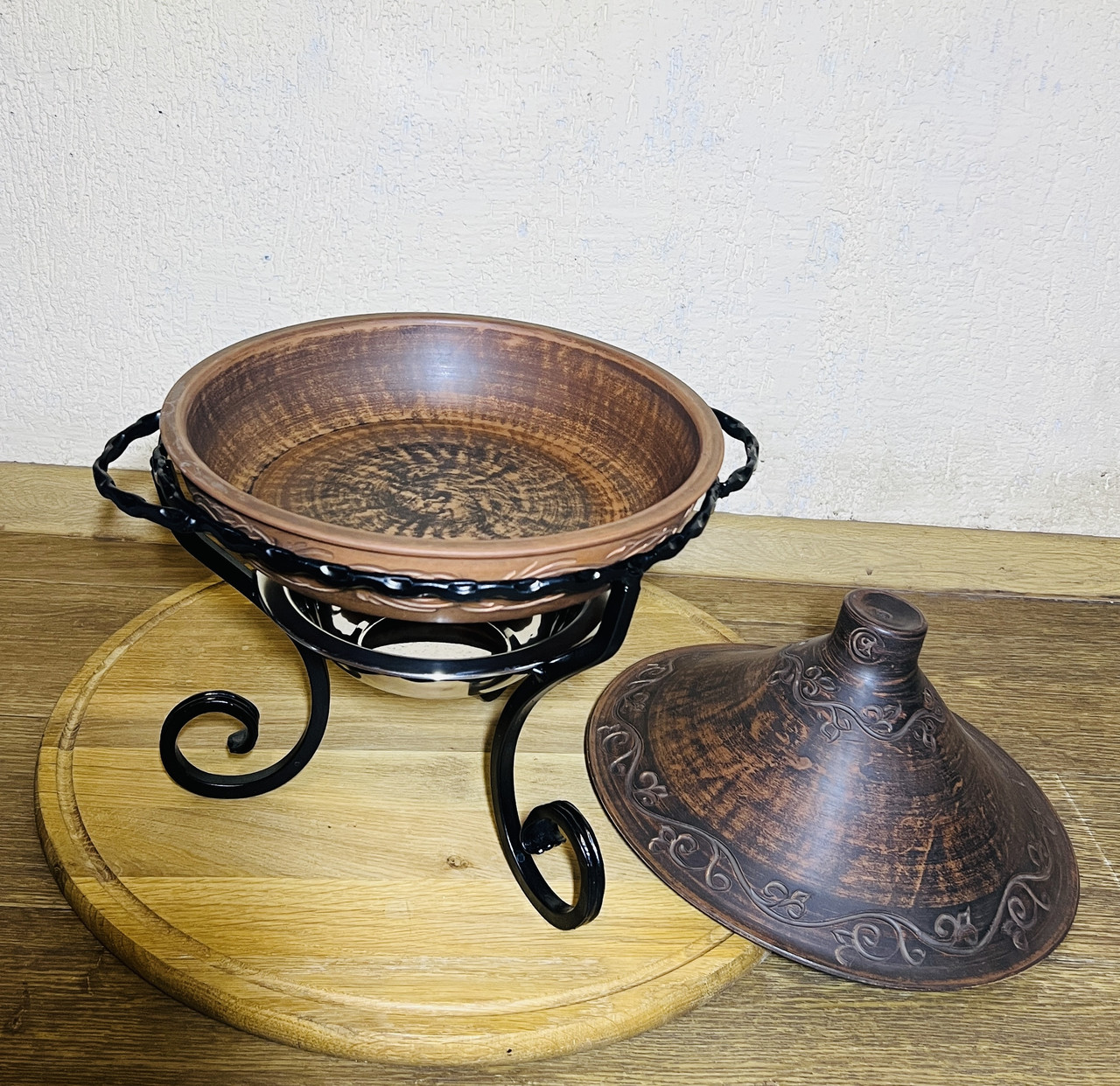 Садж кований d30 - Таджин глиняний 3л, фото 1