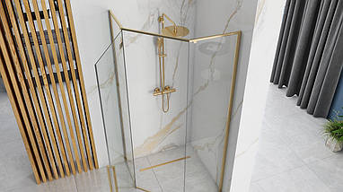 Душова кабіна REA DIAMOND GOLD 90х90х195 см багатогранна скло прозоре розпашні двері, фото 3