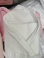 Детское одеяло, плед - конверт на выписку и в коляску для новорожденного ребёнка белый