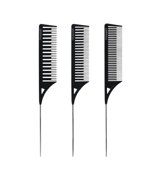 Набір чорних гребінців з різною шириною зубців Framar Dreamweaver Comb Black 3 шт, фото 1