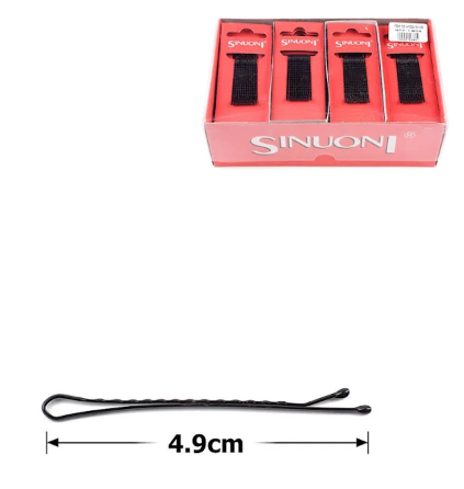 Невидимки чорні ребристі Sinuoni 4,9 см 10 шт, фото 1