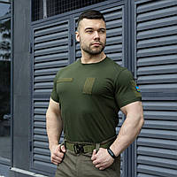 Тактична футболка чоловіча з липучками армійська теніска Peremoga хакі