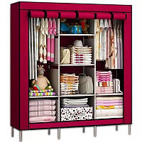 Складной тканевый шкаф для одежды Storage Wardrobe 88130 с металлическим каркасом Красный