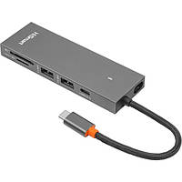 USB-хаб PowerPlant CA913459 USB-C  -  USB-C + 2 x USB-A + HDMI + SD + micro SD