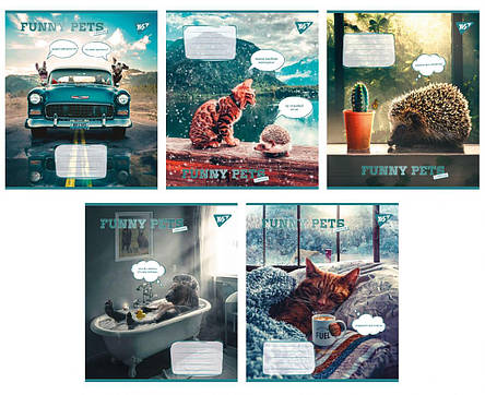 Набір зошитів 96арк. лінія YES Funny pets, уп.5шт. (767177), фото 1