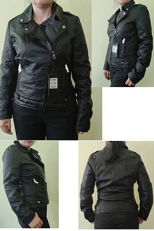 Куртка, косуха жіноча модна з екошкіри високої якості OUHONG, фото 1