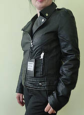 Куртка, косуха жіноча модна з екошкіри високої якості OUHONG, фото 5