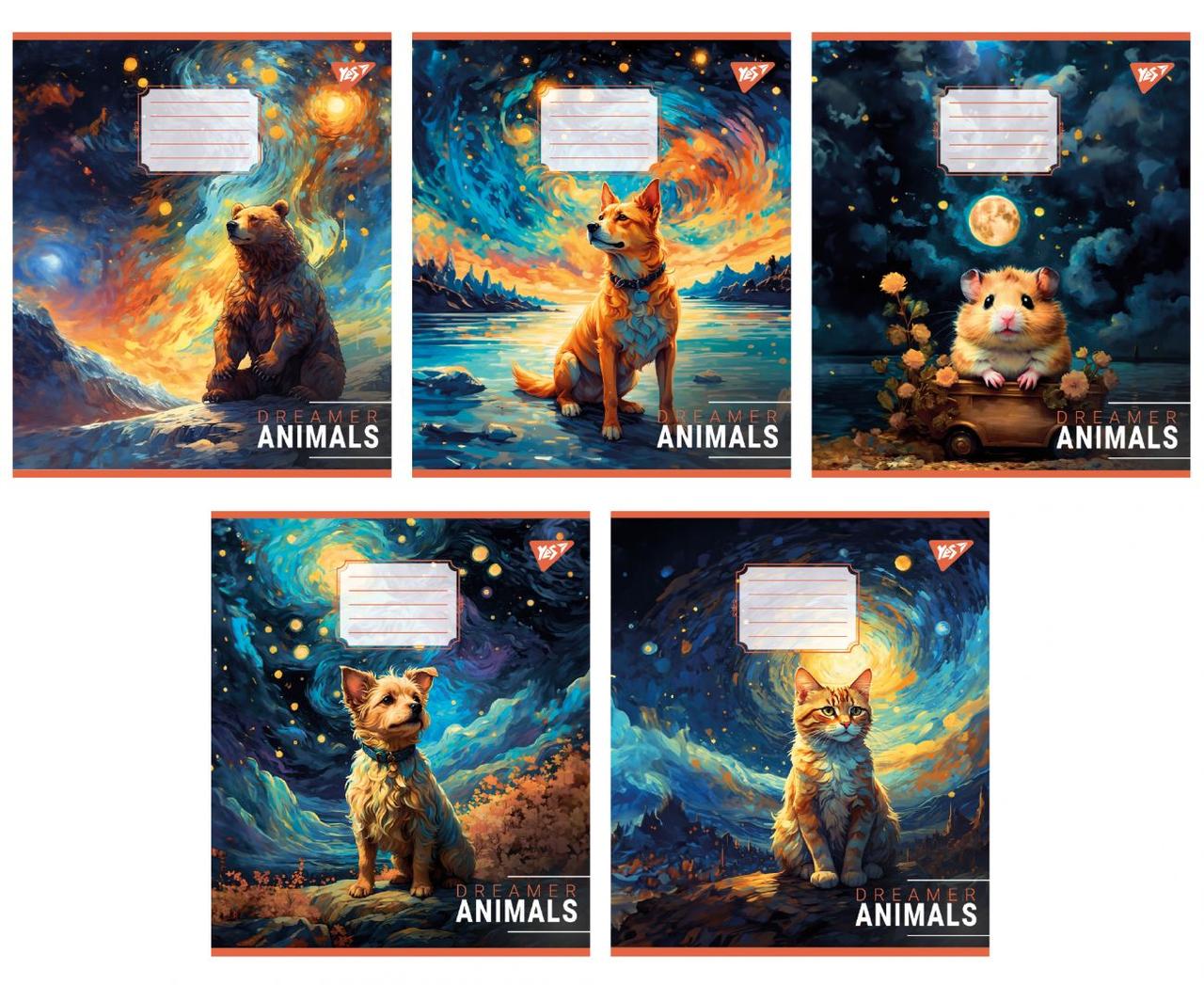 Набір зошитів 36арк. клітинка YES Dreamer animals, уп.15шт. (767061)