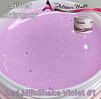 Гель AN LED Milk Shake Violet №1 , 5гр зі срібним шимером