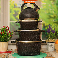 Набір каструль Benson BN-367 з гранітним покриттям з 6 предметів.