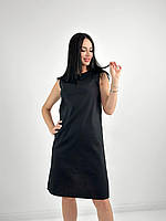 Льняное летнее платье "Viki" оптом | Распродажа модели Черный, 46-48